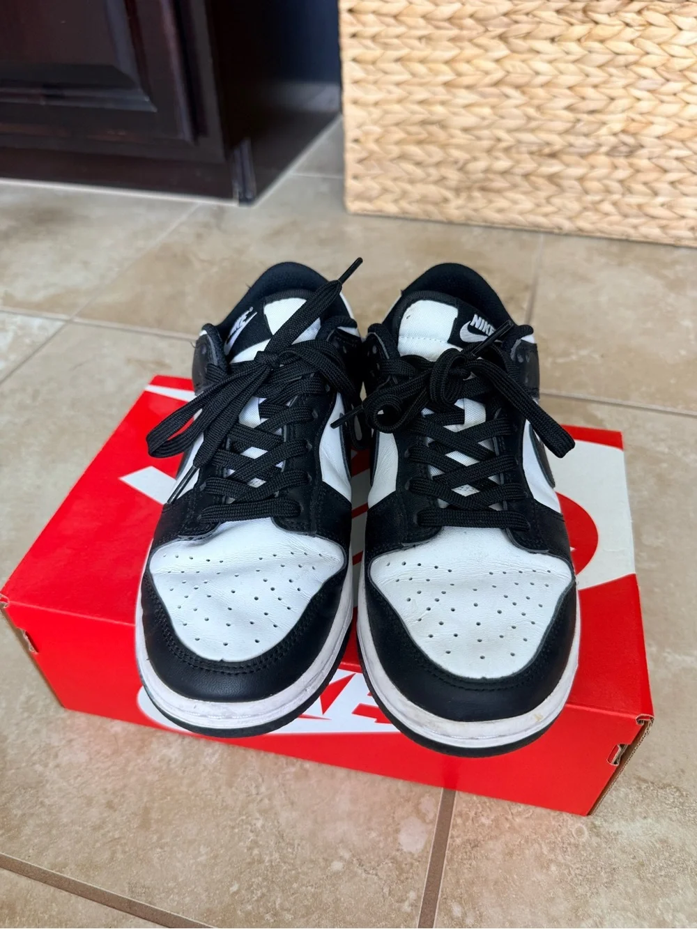 Nike Black and White Low-Top Dunk Sneakers
